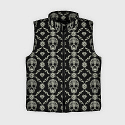 Женский жилет Узор с черепами Pattern with skulls, цвет: 3D-черный