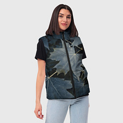 Женский жилет Листовый синий паттерн, цвет: 3D-светло-серый — фото 2
