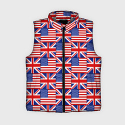 Женский жилет Флаги США и Англии, цвет: 3D-светло-серый