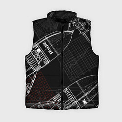 Женский жилет Чертеж ракеты, цвет: 3D-черный