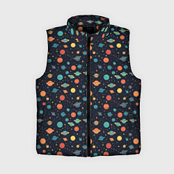 Женский жилет Темный космос с планетами паттерн, цвет: 3D-черный