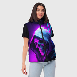 Женский жилет Череп в неоновом свете, цвет: 3D-светло-серый — фото 2