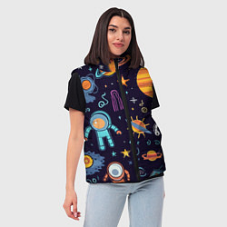 Женский жилет Яркий космический паттерн, цвет: 3D-светло-серый — фото 2