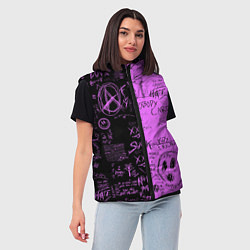 Женский жилет Dead inside purple black, цвет: 3D-черный — фото 2