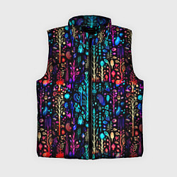Женский жилет Флуоресцентные Цветы, цвет: 3D-черный