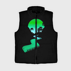 Женский жилет Неоновая речка, цвет: 3D-черный