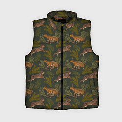 Женский жилет Зайцы в еловых веточках, цвет: 3D-черный
