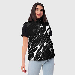 Женский жилет Белые абстрактные полосы, цвет: 3D-черный — фото 2