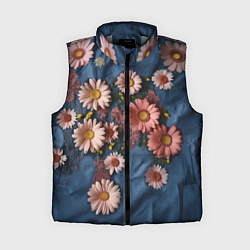 Женский жилет Хризантемы на джинсе, цвет: 3D-светло-серый