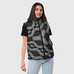 Женский жилет Черно-белый ассеметричный узор, цвет: 3D-черный — фото 2