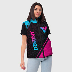 Женский жилет Destiny - neon gradient: надпись, символ, цвет: 3D-черный — фото 2