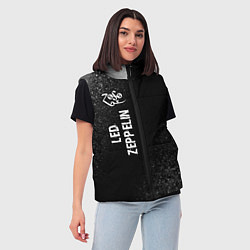 Женский жилет Led Zeppelin glitch на темном фоне: по-вертикали, цвет: 3D-черный — фото 2