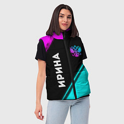 Женский жилет Ирина и неоновый герб России: надпись, символ, цвет: 3D-черный — фото 2