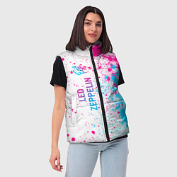 Женский жилет Led Zeppelin neon gradient style: по-вертикали, цвет: 3D-черный — фото 2