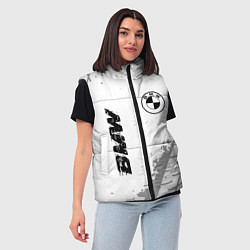 Женский жилет BMW speed на светлом фоне со следами шин: надпись,, цвет: 3D-черный — фото 2