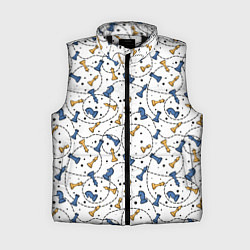 Женский жилет Синие и желтые шахматные фигуры на белом фоне, цвет: 3D-черный