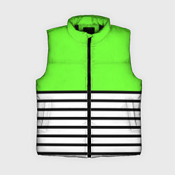 Женский жилет Полосатый ярко-салатовый, цвет: 3D-черный