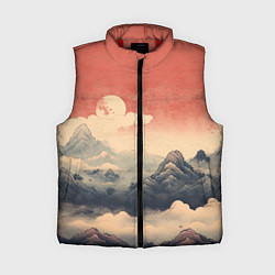 Женский жилет Горный ретро пейзаж, цвет: 3D-красный