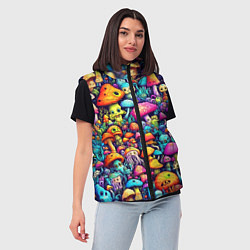 Женский жилет Кислотные психоделические грибы, цвет: 3D-черный — фото 2