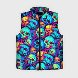 Женский жилет Яркие кислотные черепа, цвет: 3D-черный