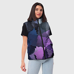 Женский жилет Сине розовый мозаичный узор, цвет: 3D-черный — фото 2
