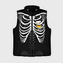 Женский жилет Скелет: ребра и кружка пива, цвет: 3D-светло-серый