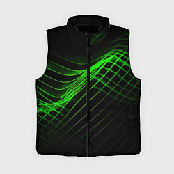 Женский жилет Зеленые яркие линии, цвет: 3D-черный