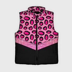 Женский жилет Розовый леопард и блестки принт, цвет: 3D-черный
