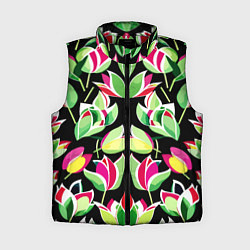 Женский жилет Зеркальный паттерн из тюльпанов - мода