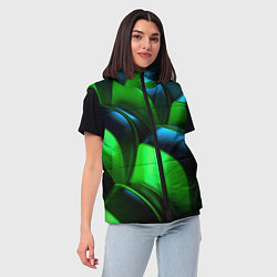 Женский жилет Зеленые абстрактные элементы, цвет: 3D-светло-серый — фото 2