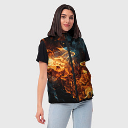 Женский жилет Пламя огня фон, цвет: 3D-черный — фото 2