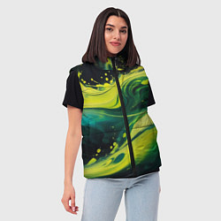 Женский жилет Жидкая текущая зеленая краска, цвет: 3D-красный — фото 2