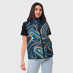 Женский жилет Abstract waves, цвет: 3D-черный — фото 2