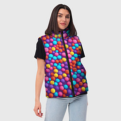 Женский жилет Паттерн разноцветные шарики - нейросеть, цвет: 3D-черный — фото 2
