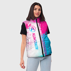 Женский жилет Aerosmith neon gradient style: по-вертикали, цвет: 3D-черный — фото 2