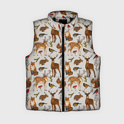 Женский жилет Лесные животные, цвет: 3D-черный