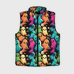 Женский жилет Паттерн с разноцветными приведениями, цвет: 3D-светло-серый