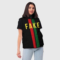 Женский жилет Fake зелёная и красная полосы, цвет: 3D-красный — фото 2