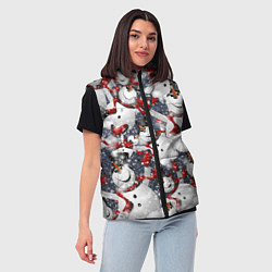 Женский жилет Зимний паттерн со снеговиками, цвет: 3D-черный — фото 2