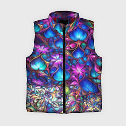 Женский жилет Абстракция синие листья и фиолетовый цветы