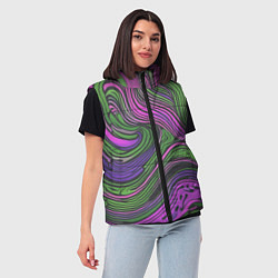 Женский жилет Волнистый узор фиолетовый и зелёный, цвет: 3D-красный — фото 2