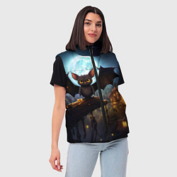 Женский жилет Летучая мышка на фоне луны и замка, цвет: 3D-красный — фото 2