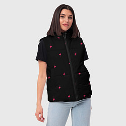 Женский жилет Розовый фламинго патерн, цвет: 3D-черный — фото 2