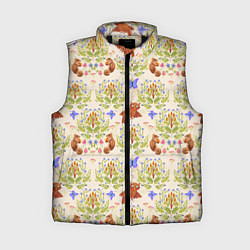 Женский жилет Сказочный лес бурундук и сова в деревьях