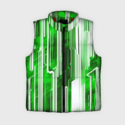 Женский жилет Киберпанк полосы белый и зелёный