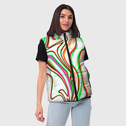 Женский жилет Разноцветные волнистые линии абстракция, цвет: 3D-светло-серый — фото 2