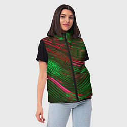 Женский жилет Волнистые линии зелёные и красные, цвет: 3D-красный — фото 2