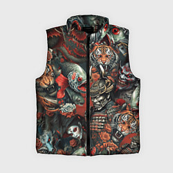 Женский жилет Татуировка ирезуми в японском стиле, цвет: 3D-черный