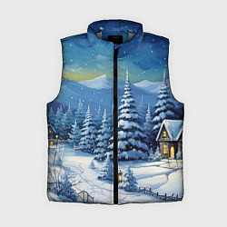 Женский жилет Новогодние елки в снегу