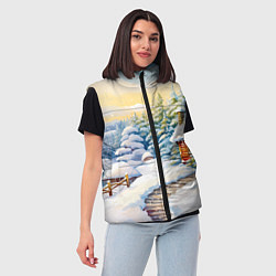 Женский жилет Дорожка к новогоднему дому, цвет: 3D-красный — фото 2